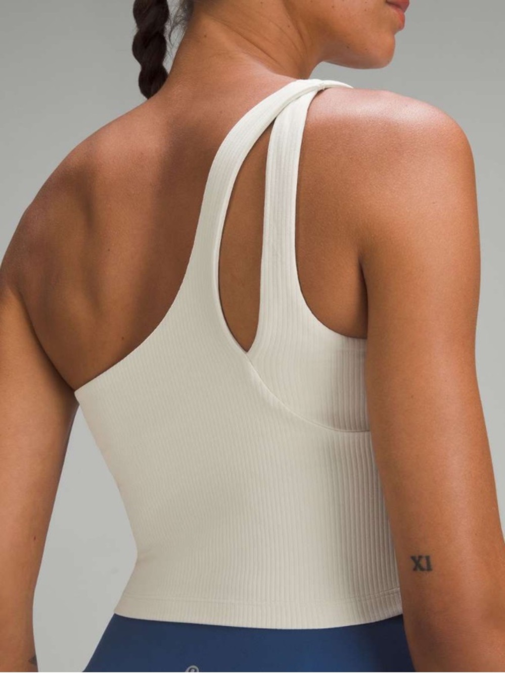 Lululemon Ribbed Nulu Asymmetrical Yoga Tank Top- White Size 4 - Picture 2 of 6